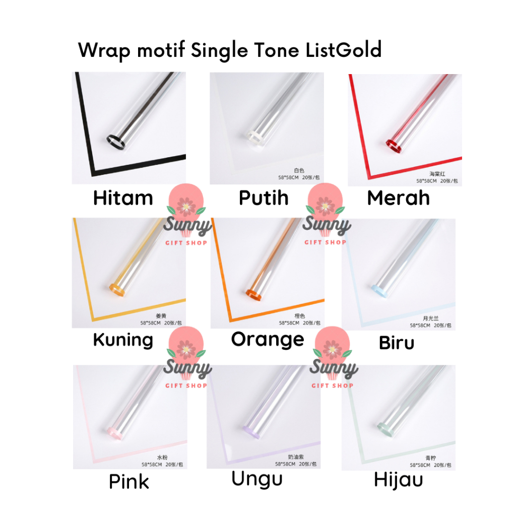 

[GROSIR] Kertas Wrap Motif Bening List Warna / WRAP BENING LIST / Flower Wrap / Kertas Bunga / Bunga Buket / Kertas Wrap Bunga