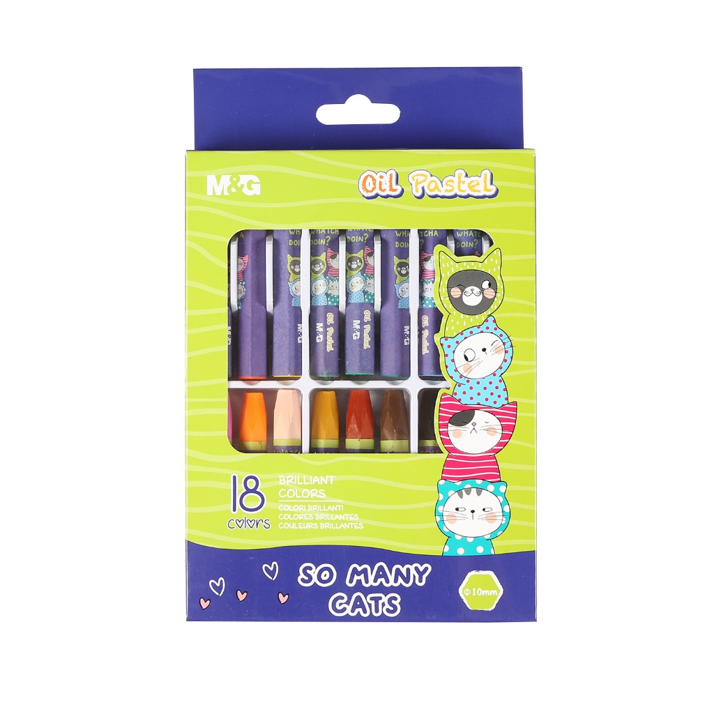 

Krayon M&G "So Many Cats" Crayon Silky Smooth Oil Pastel Hexagon Set 18 Colors AGM900B9