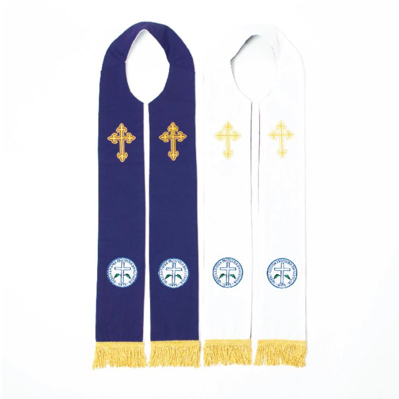 GKPS - Stola Putih Ungu Bordir - Cotton Tropical - Jos Miracle Bandung - Miracle - JMB