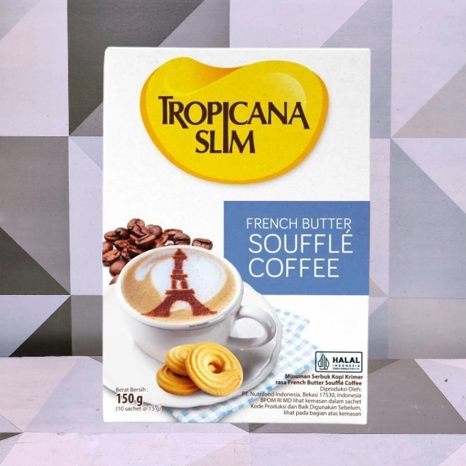 

Tropicana Slim French Butter Souffle Coffee 10 Sachet - Kopi Susu ala Perancis Nikmat Tanpa Gula Pasir