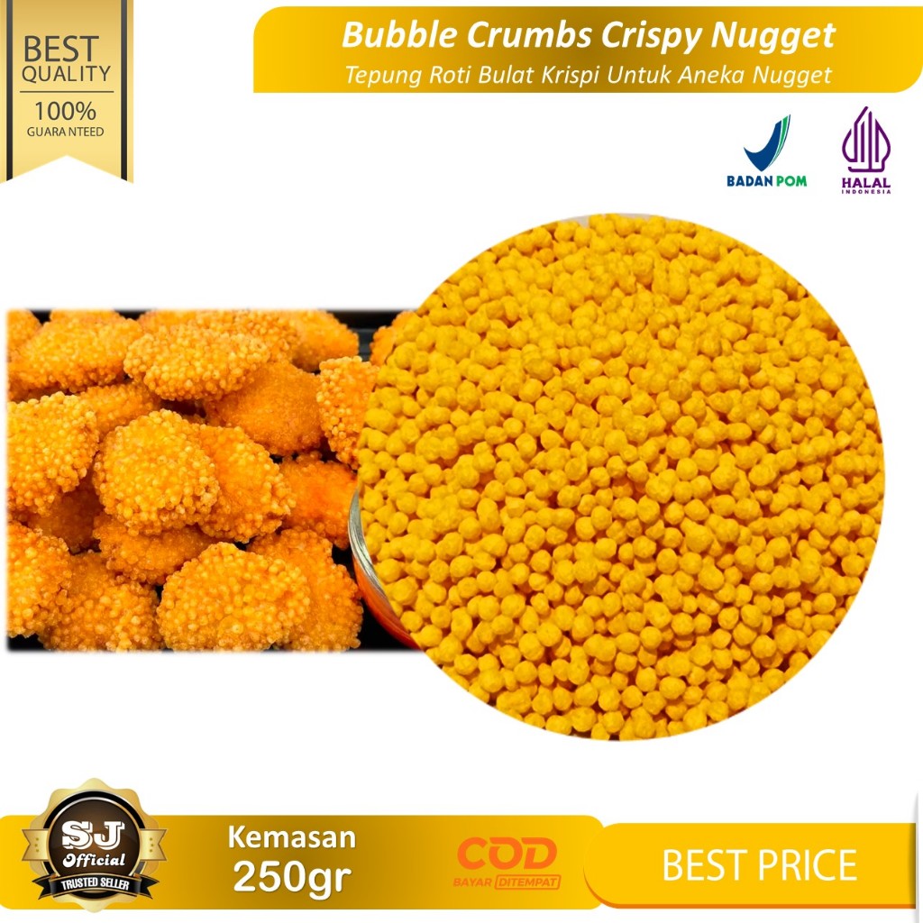 

Tepung Roti BUBBLE CRUMBS Crispy Nugget (250gr) - Tersedia Harga Kiloan