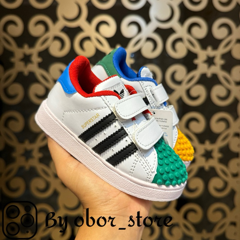 Sepatu Kids Adidas Lego superstar hijau kuning sepatu anak Velcro