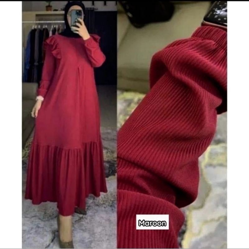 GAMIS KNIT TERBARU 2023/GAMIS KNIT RAJUT PREMIUM/GAMIS KNIT IMPORT PREMIUM/GAMIS KNIT LENGAN BALON/G