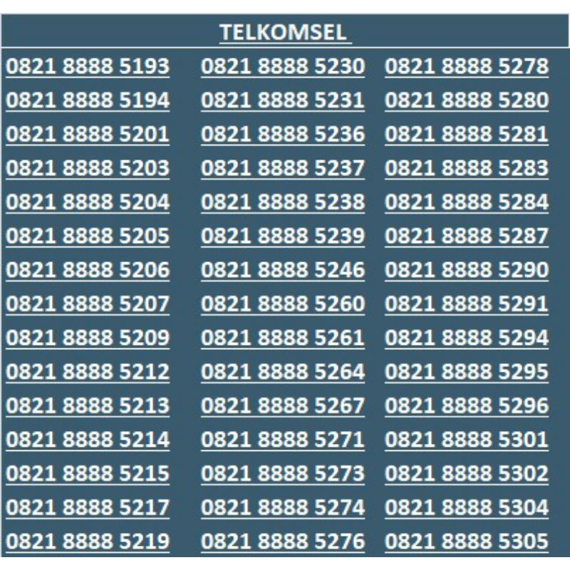 Nomor Cantik Telkomsel simpati 4g 5g 888851 52 re24