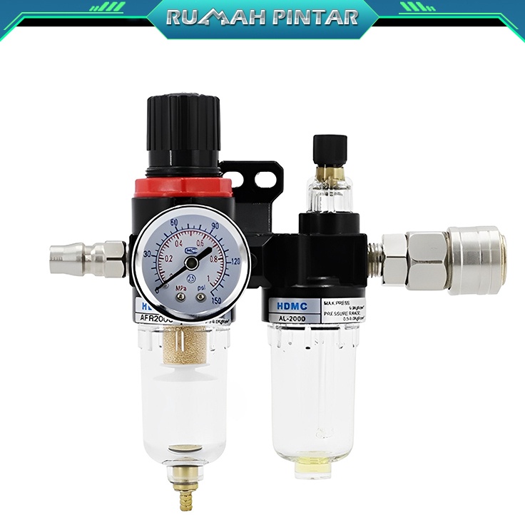 Baru Air Filter Regulator atau Saringan Kompresor Ar2 Afr2 Afc2 Plus Coupler Sm Dan Pm Drat 14 t Pal