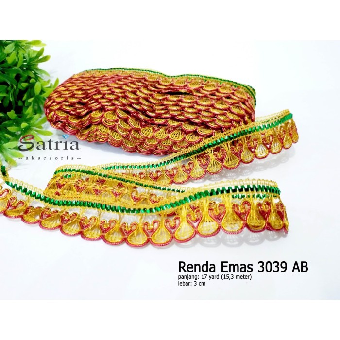 Renda Emas / Lace / Renda Emas 3039 AB lebar 3 cm ( 15,3 meter)