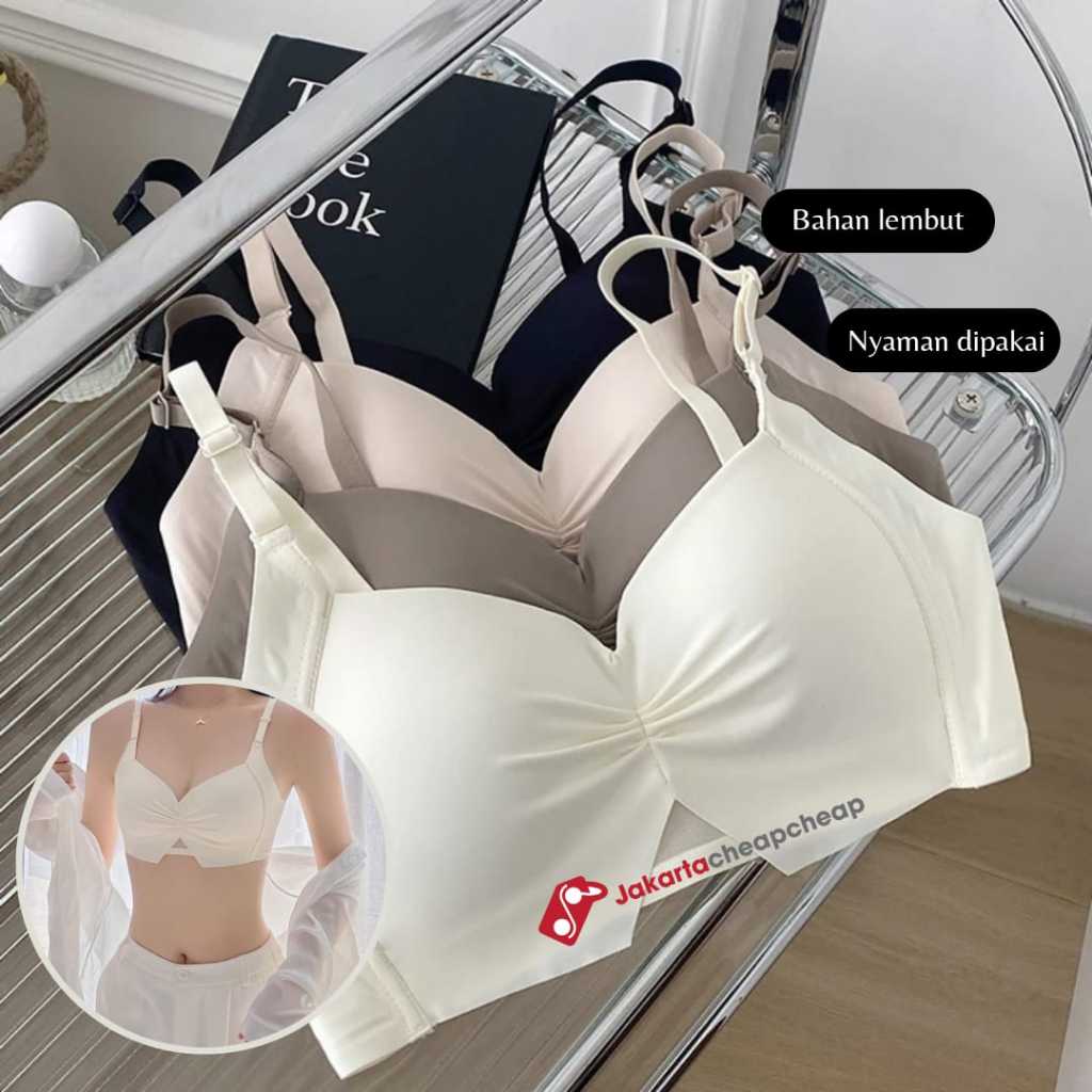 JC125 New Bra Wanita Polos Nyaman Tanpa Kawat BH Nylon Kualitas Full Cup