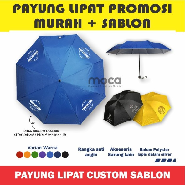 Payung Lipat Sablon Custom GROSIR / Payung Promosi Sablon  Custom