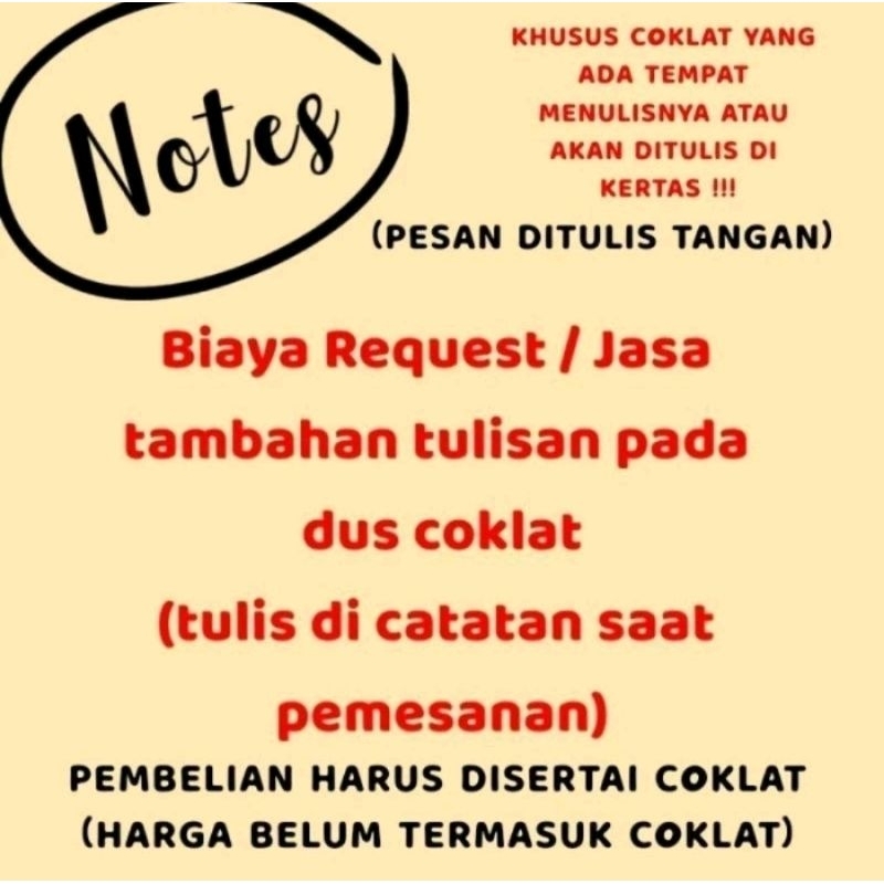 

TAMBAHAN TULISAN KHUSUS UNTUK PAKET PEMBELIAN COKLAT