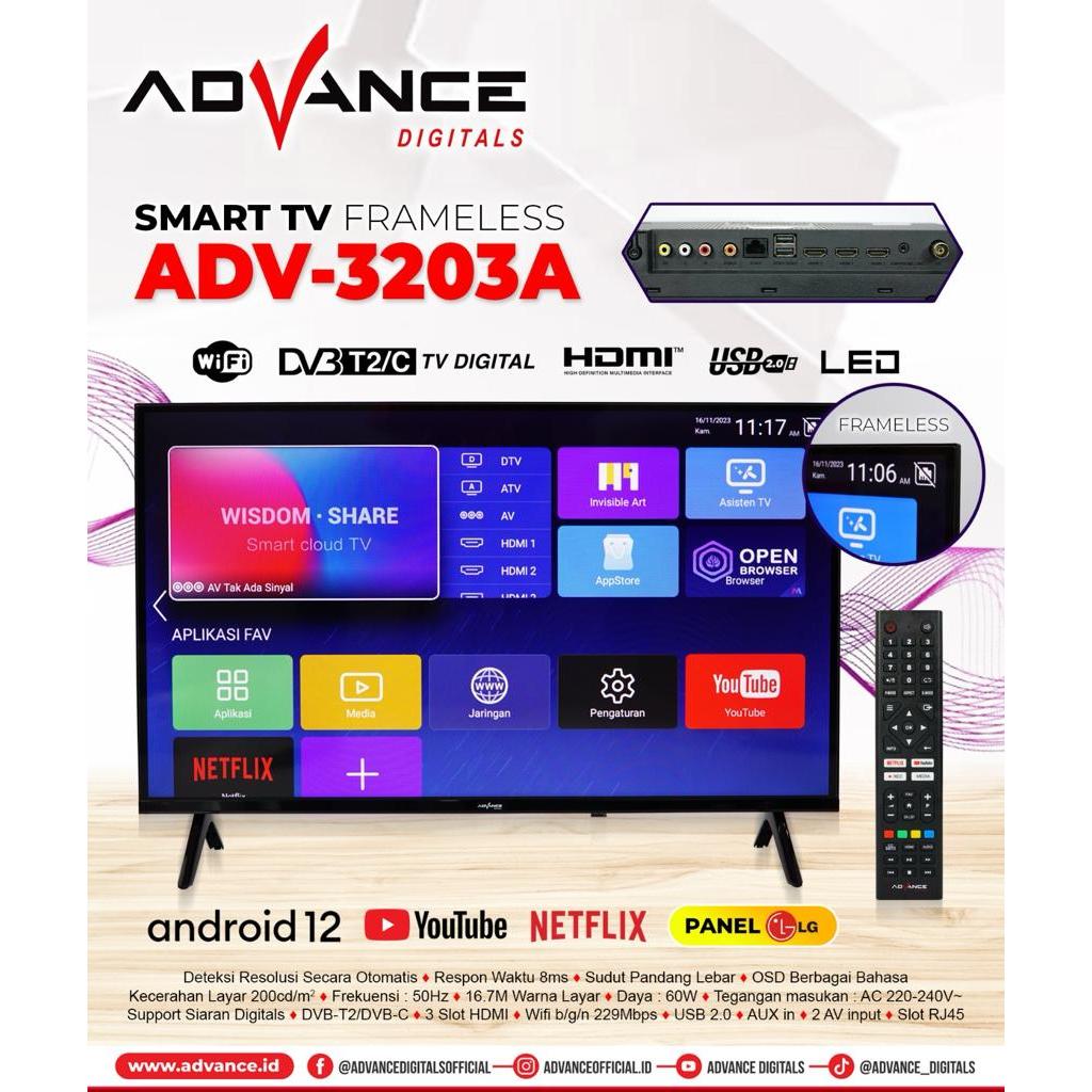 ADV 3203A Panel LG /ADV 3202A Televisi 32 inch Smart TV LED TV Android