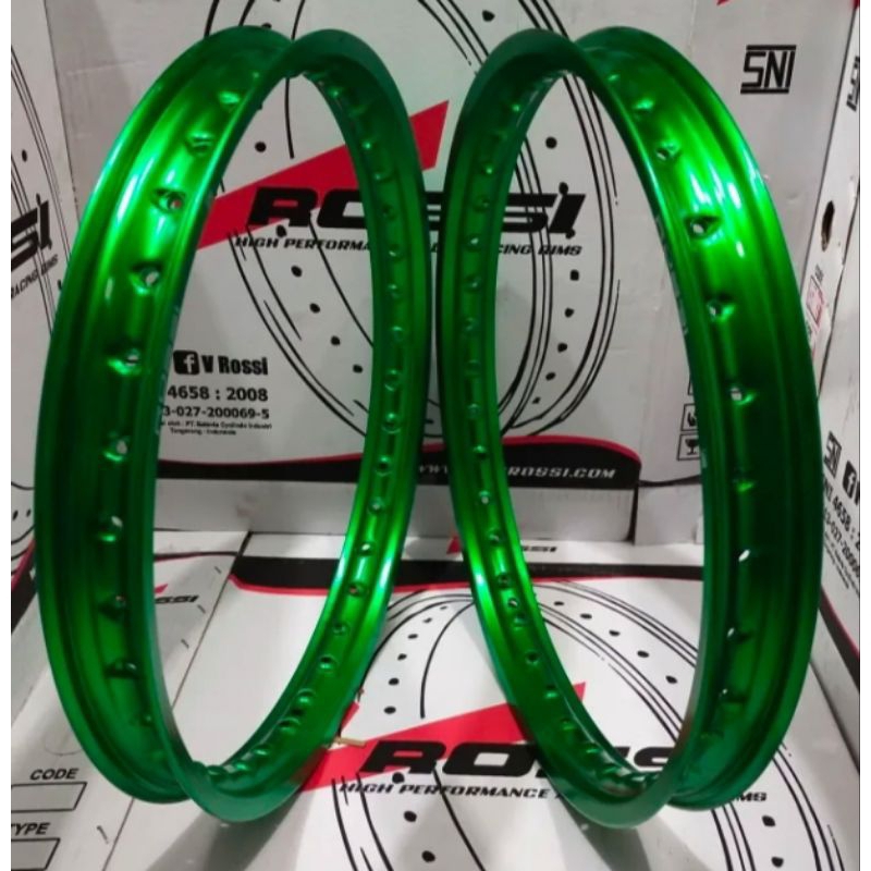 VELG PELAK PELEK JARI JARI WM V ROSSI RING 17X140/140 DAN 17X160/160 HIJAU/FOREST GREEN SATU SET DAN