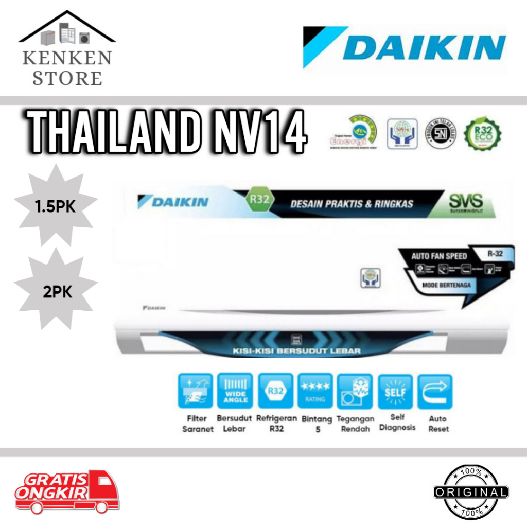 AC DAIKIN 1.5PK-2PK THAILAND NV14