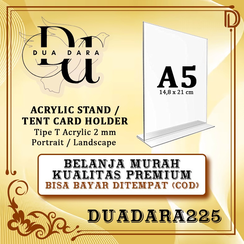 

TEMPAT BROSUR / TENT HOLDER / TENT CARD AKRILIK DISPLAY 2 SISI A5