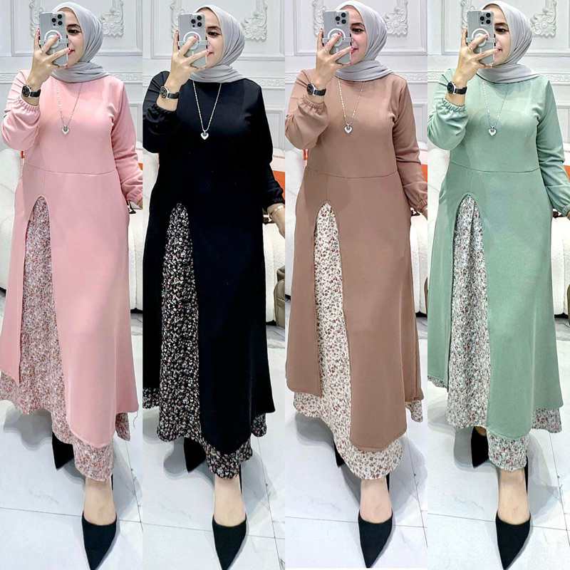 TATAOS BANGKOK BY NILA ZR NIANA ELLIE DRESS GAMIS TAG LABEL KNIT RAJUT MIX COTTON BUNGA IMPORT