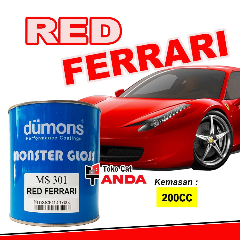 Cat Red Ferrari Dumons 200cc - Cat Dumons Merah Ferari - Cat duco Merah solid