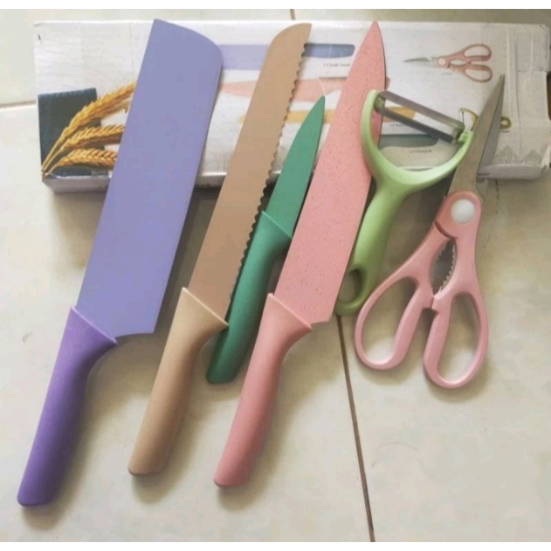 Satu set pisau bahan keramik jerami /wheat kitchen knife