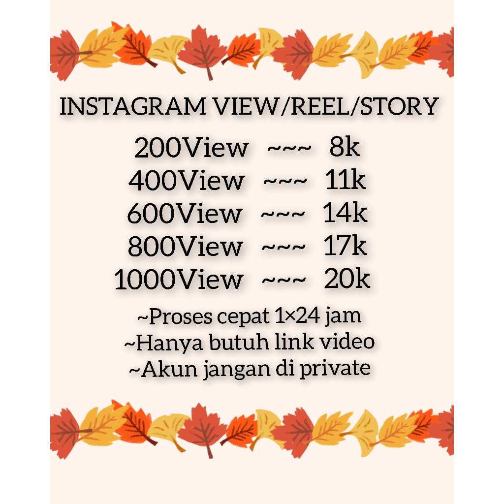 [PROMO] VIEW/REEL/STORY TERMURAH