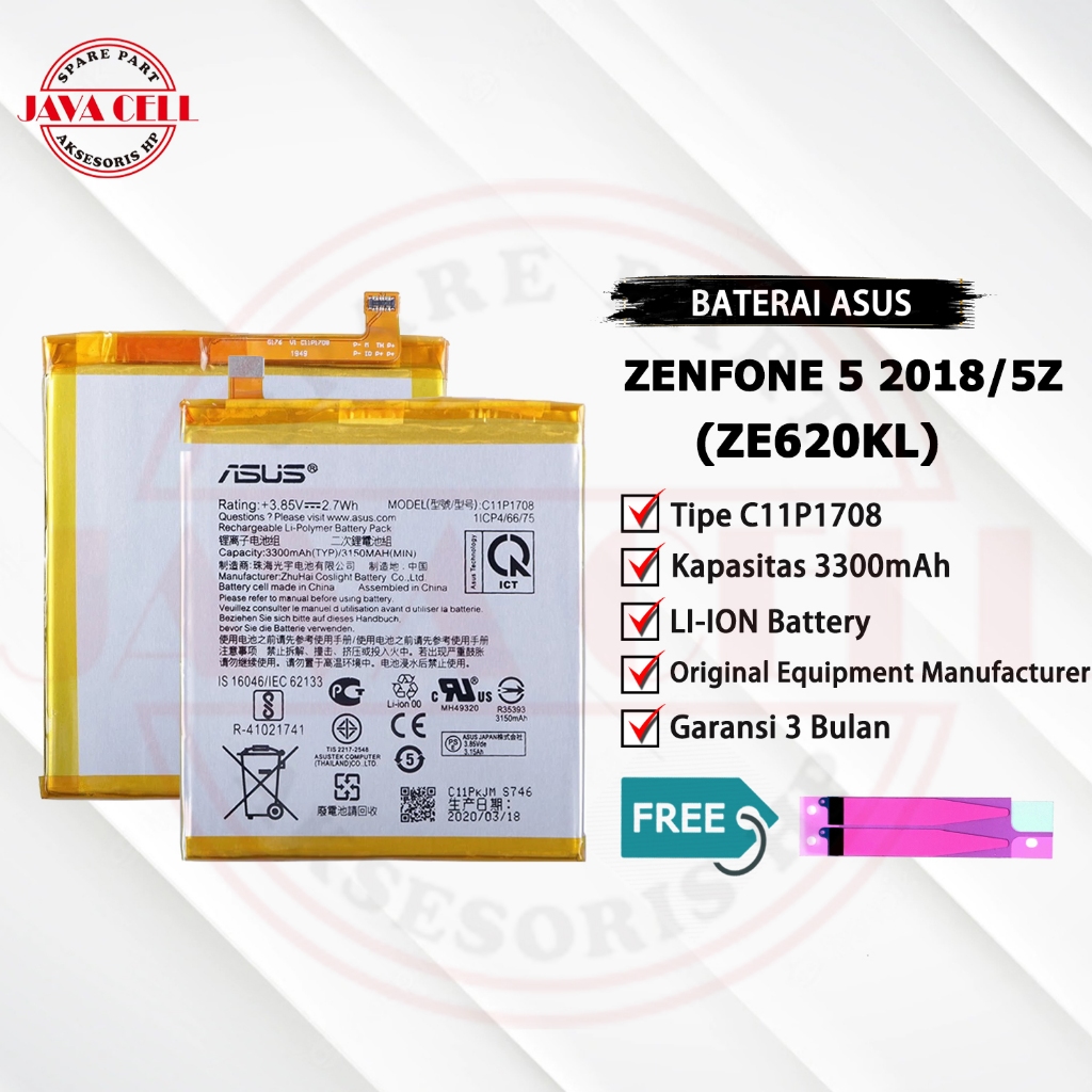 Baterai Batre Battery Asus Zenfone 5Z / Zenfone 5 2018 C11P1708 Original Garansi 3 Bulan