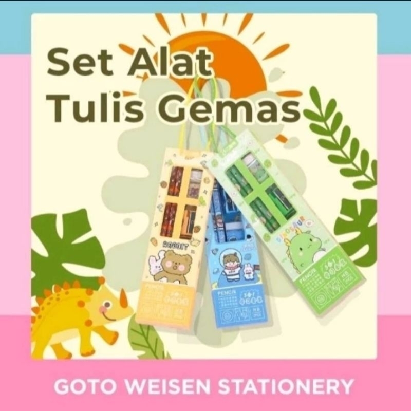 

Weisen Set Paket Alat Tulis Penghapus Serutan Pensil Penggaris