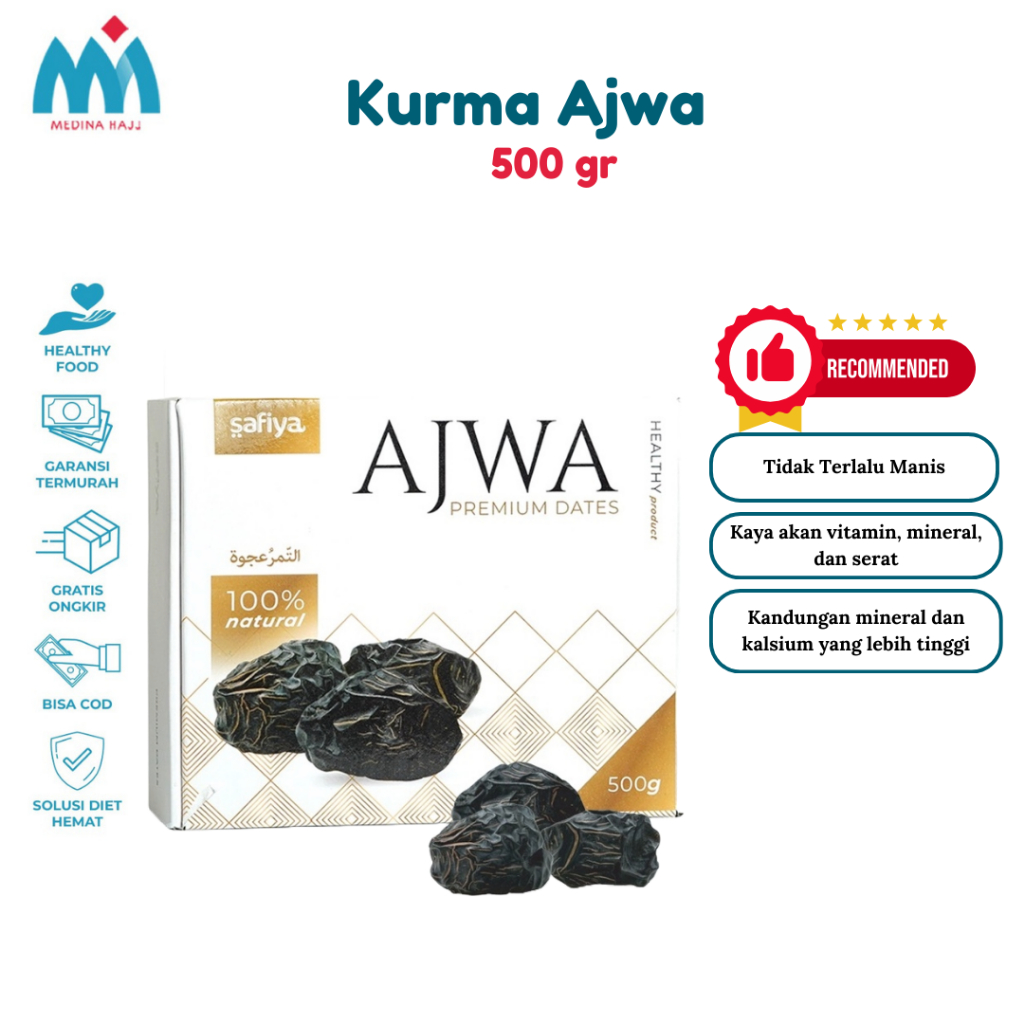 

Kurma Ajwa 500 Gram Kurma Nabi Asli Madinah Safiya Original