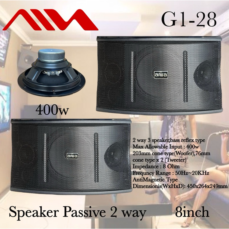 speaker Aiwa 8 inch 1G-28 Karaoke pasif sound import