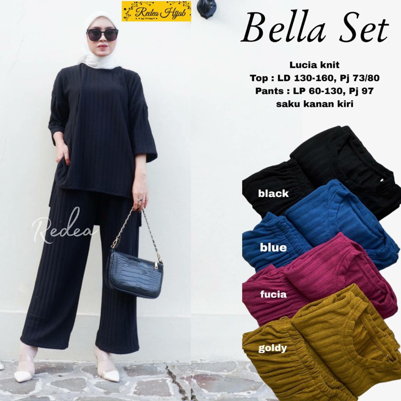 Setelan Wanita Bella Jumbo Set Bahan Kaos Lucia Knit Motif Polos Allsize LD130 Melar 160