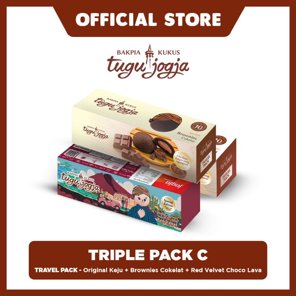 

DISKON BRANDS FESTIVAL Triple Pack C Travel Pack Original Keju Brownies Cokelat Red Velvet Choco Lava grosir