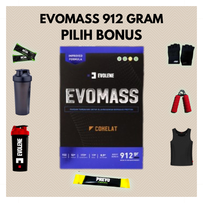 EVOMASS 2 LBS 912GR GAINER EVOLENE SUSU PROTEIN EVOMAS MAS MUSCLE EVOLEN EVOLINE EVOLIN SAMARINDA