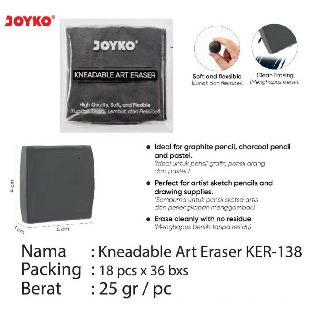

kneadable art eraser joyko ker 138 penghapus lembek malam satuan