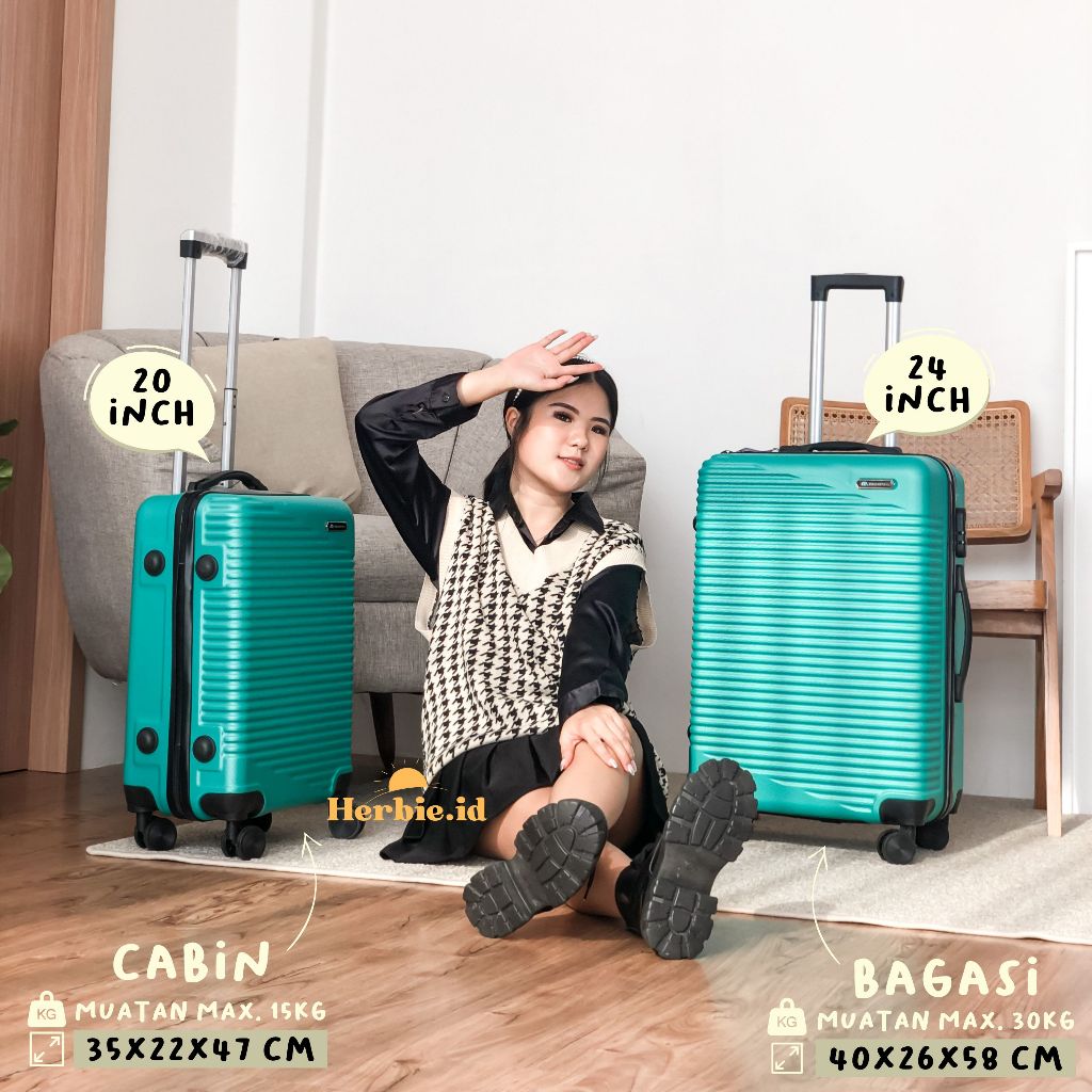 KOPER POLO ZOOM ORIGINAL FIBER TAHAN BANTING 4 RODA KABIN BAGASI 20 24 INCH #806