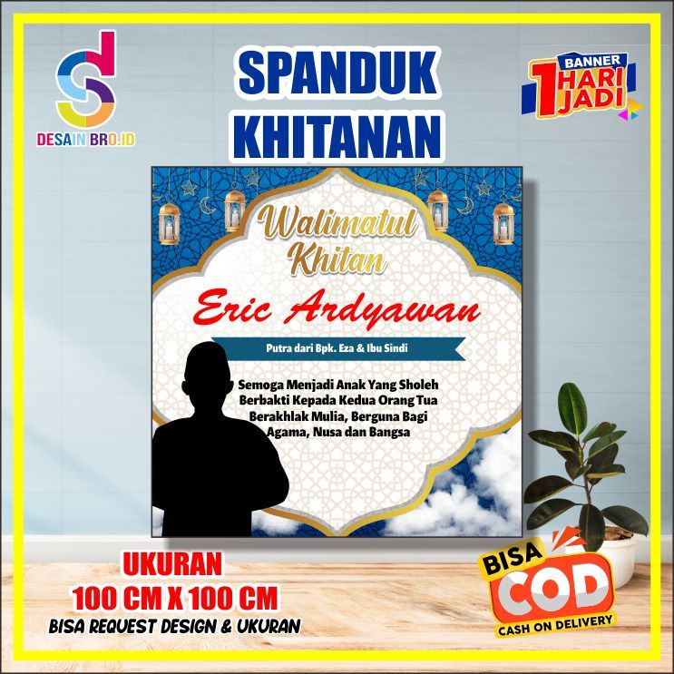 BANNER/SPANDUK KHITANAN ( BISA CUSTOM ) UKURAN 100X100 CM