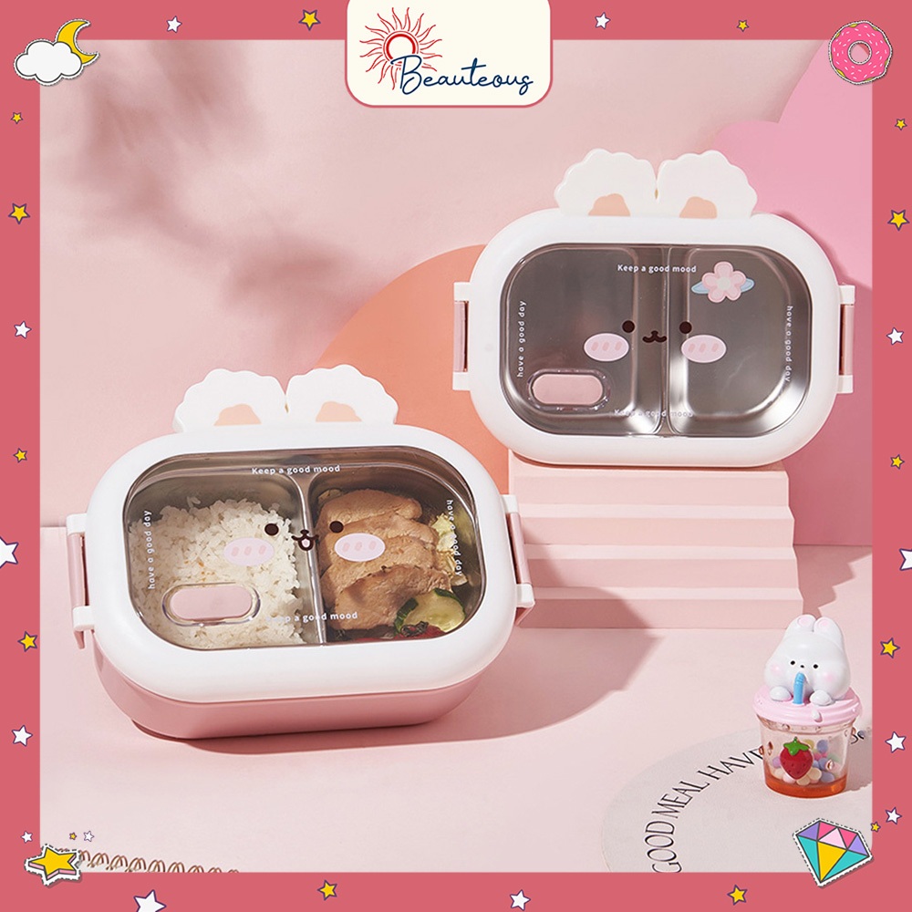 Kotak Makan Lunch Box Tempat Makan Stainless Plastik Anak Dewasa Lucu