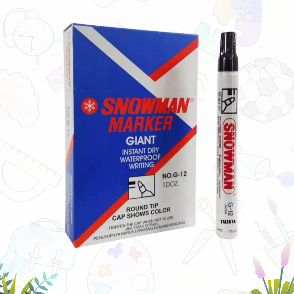 

Spidol Snowman Permanent G-12 Black Pack