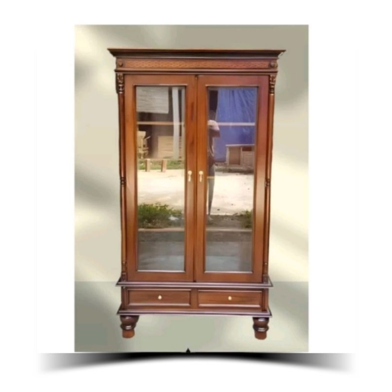 LEMARI HIAS LEMARI KACA LEMARI HIAS KLASIK KAYU JATI JEPARA