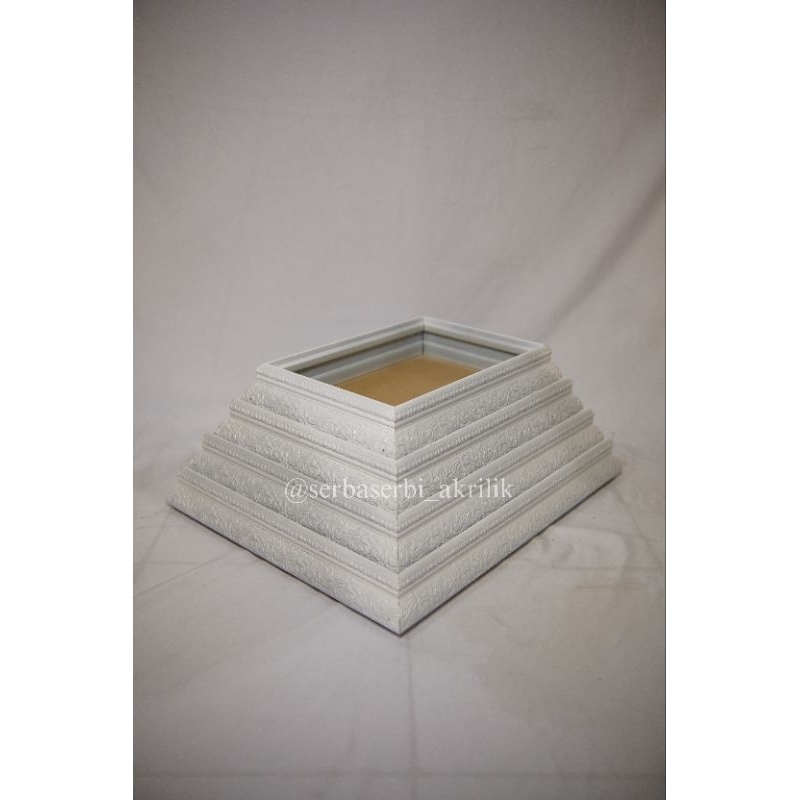Frame kotak hantaran/ seserahan 1 set isi 4box (box fiber tanpa akrilik/mika)/Putih-Tanpa Kaki
