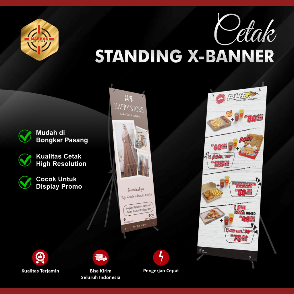 Paket Standing X-Banner Custom Wisuda Ulang Tahun Banner Berdiri