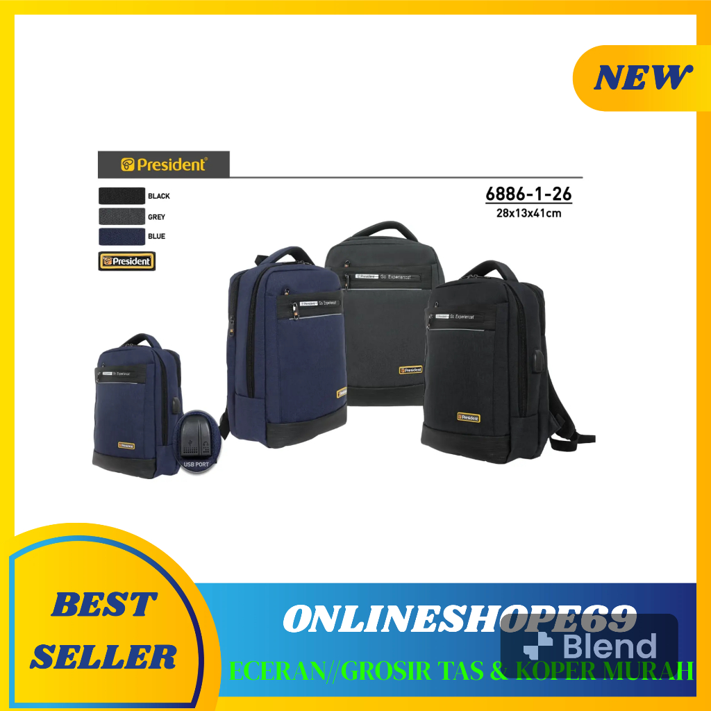 Ransel President, Tas president, president original, back pack, Tas kuliah, Tas kantor, Tas laptop, 