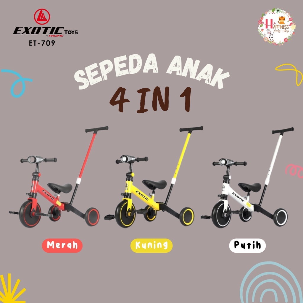 (Bandung) Sepeda Anak Push Balance Bike 4in1 Exotic ET 709 / 709-7 Musik Dorongan