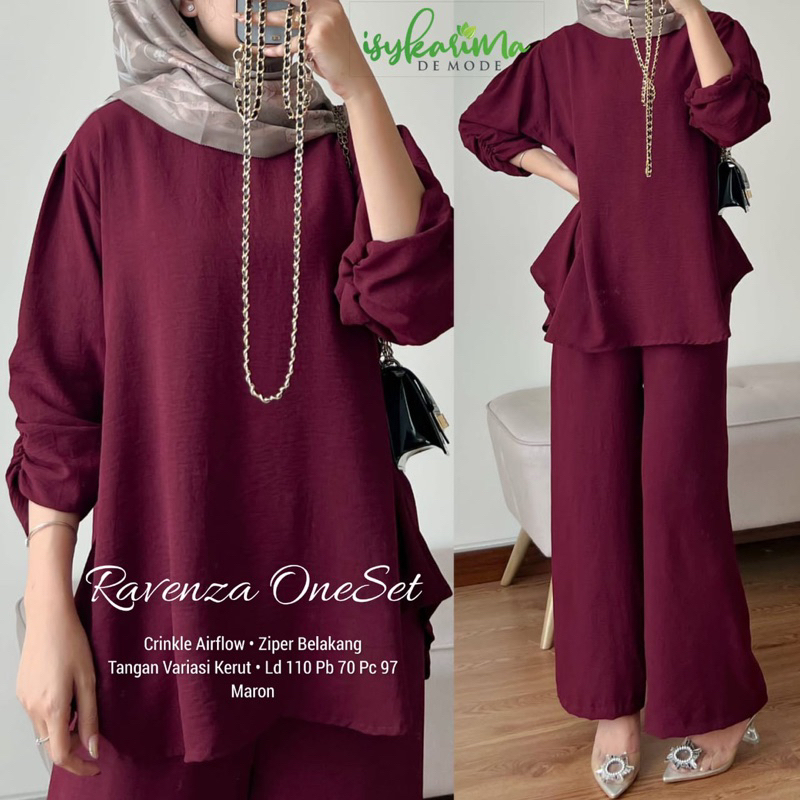 RAVENZA ONESET PREMIUM / One Set Wanita Dewasa Polos / Setelan Atasan Celana Oversize Kulot ld 110 C