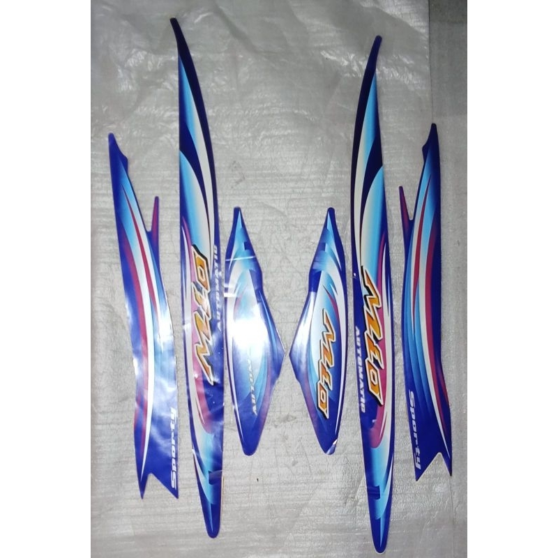 Striping stiker body kanan kiri full set mio sporty warna biru ungu tahun 2007 original