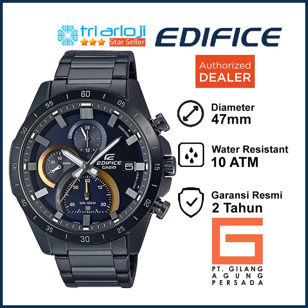 Casio EDIFICE EFR-571DC-2AVUDF Jam Tangan Pria Analog Stainless Black EFR-571DC-2A EFR-571DC EFR-571