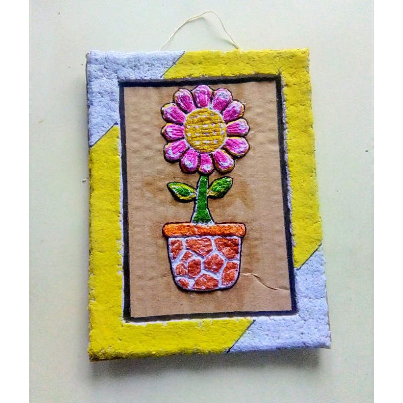 Prakarya kolase bunga dari Bubur kertas