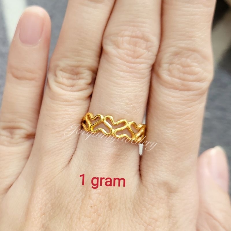 cincin emas muda 1 gram love love tanpa mata