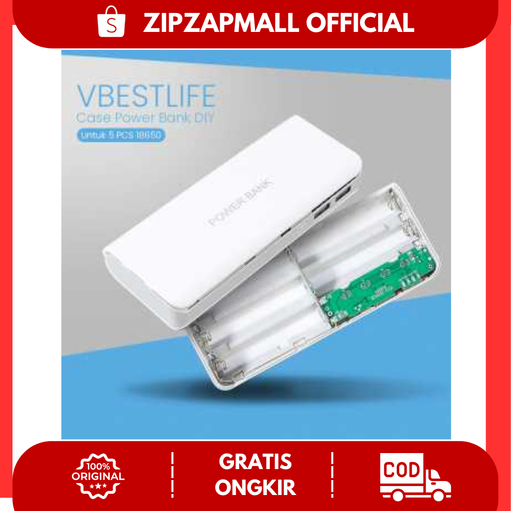 Case Power Bank DIY untuk 5 PCS 18650 / Case Casing Cesing Kesing PowerBank Powerbenk Pawer Bang Ben