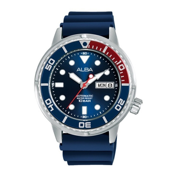 Jam Tangan Pria Alba Automatic Original AL4249 Strap silicone Blue Garansi Resmi Strap Rubber