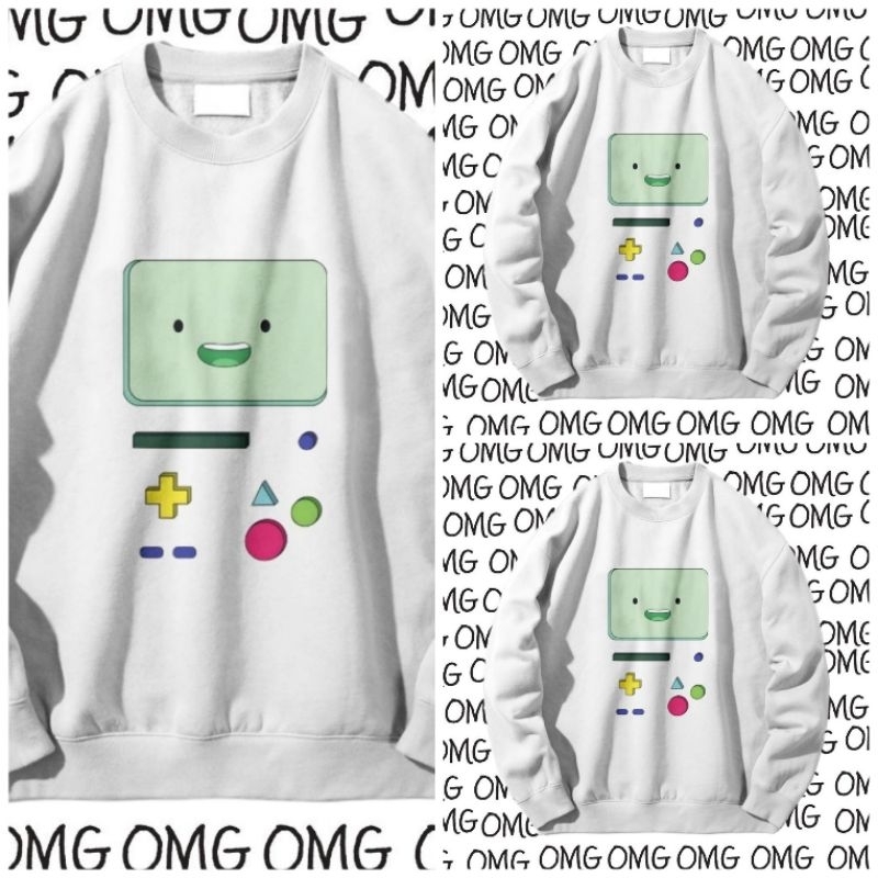 Crewneck sweater Sweatshirt Adventure time BMO Sweater Polos unisex pria & wanita size M-XL