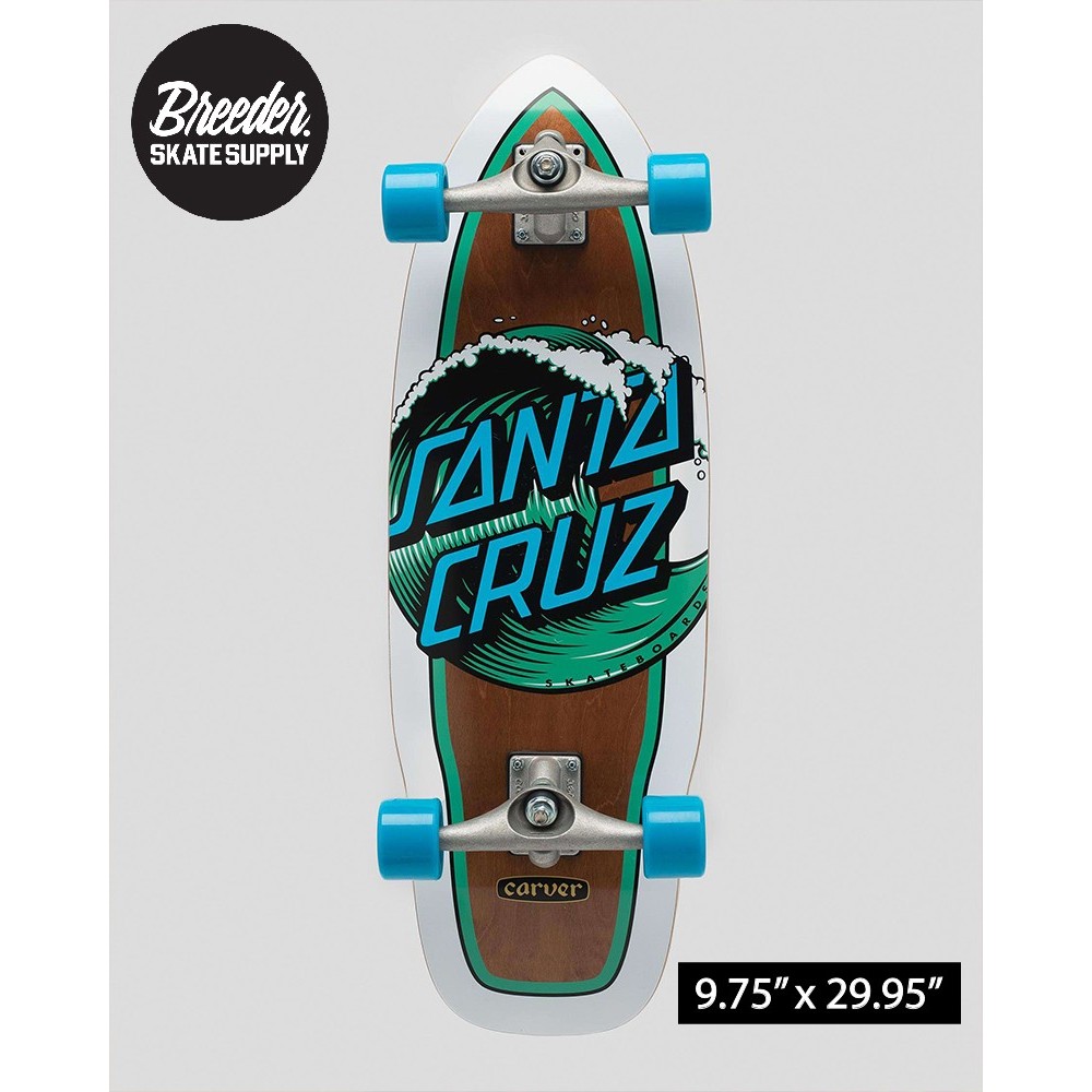 Santa Cruz Wave Dot Cut Back Carver Surfskate 9.75" X 29.95"
