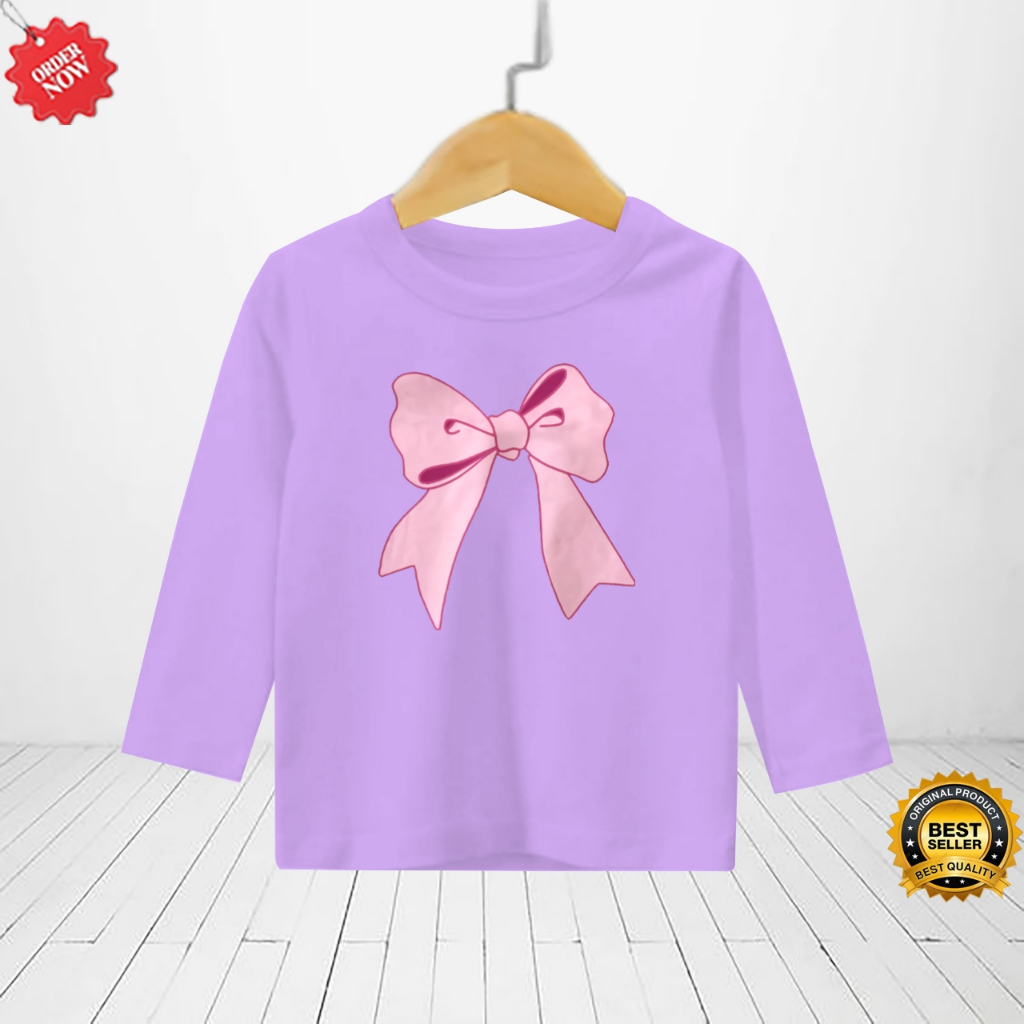 baju anak-anak gambar pita/kaos anak perempuan lengan panjang umur 1-12 tahun