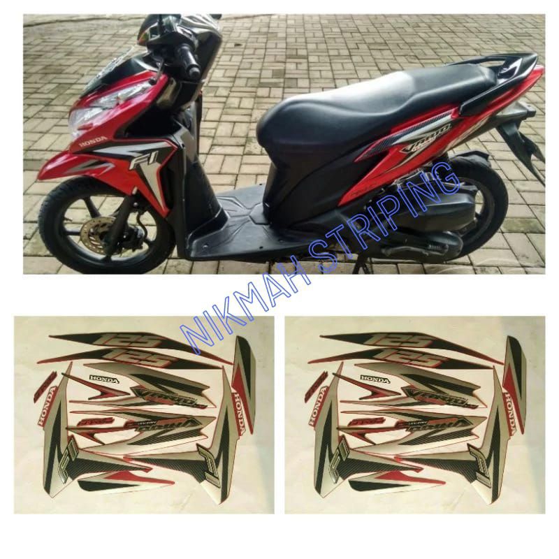 Striping Stiker Honda Vario Techno 125 Fi Old merah 2013 Fullset motor