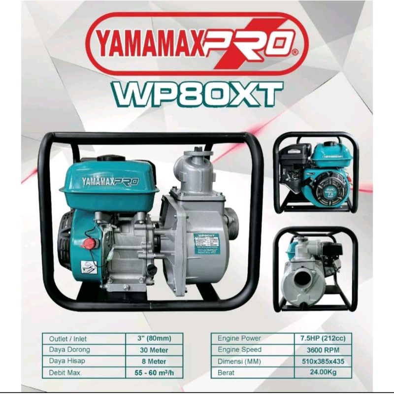 YAMAMAX Mesin Pompa Sawah Alkon 3 inchi - Yamamax Pro WP80XT mesin Alkon bensin